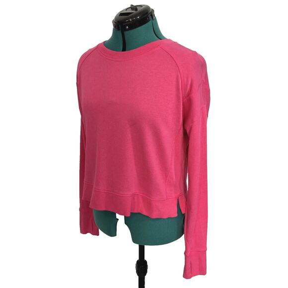 Sweaty Betty After Class Crop Sweatshirt Crewneck Organic Cotton Dark Pink Small - Picture 2 of 10